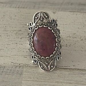 DGS Silver Rhodonite Statement Ring.